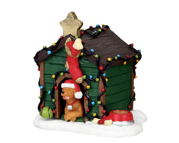 LEMAX VILLAGE COLLECTION DECORATED LIGHT DOGHOUSE #02808