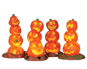 LEMAX Light-Up Pumpkin Stack, Set Of 4 #34623