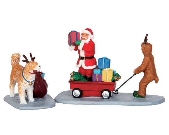 NEW LEMAX CHRISTMAS FIGURINES PLAYING SANTA, SET OF 2 #52326