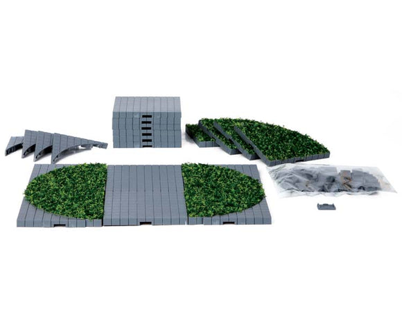 Lemax Village Collection Plaza System (Grey, Round Grass) - 24 pcs #64108