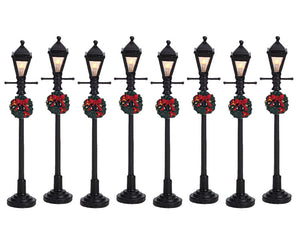 LEMAX 4 GAS LANTERN STREET LAMP, SET OF 8 #64500